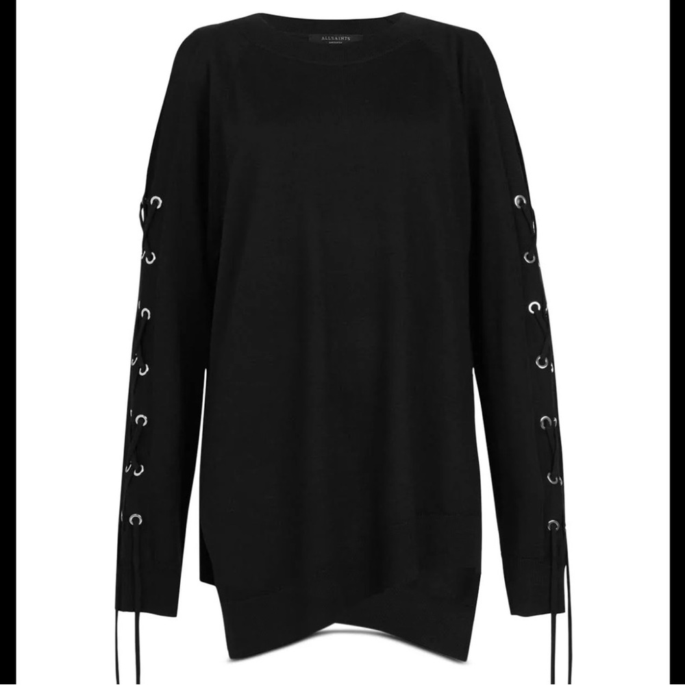 All Saints Black Sweater Oversized 100% Merino